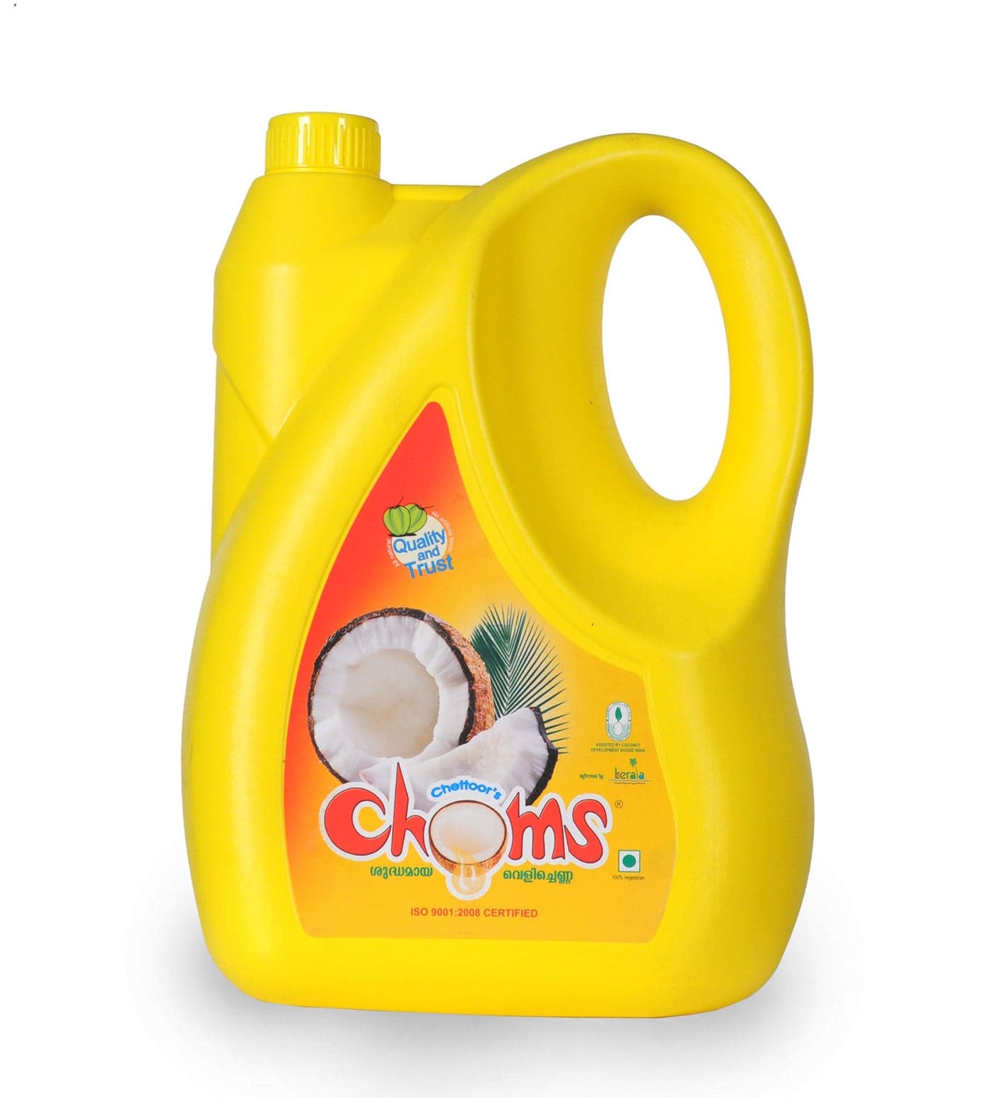 Choms Pure Kerala Coconut Oil for Cooking & Hair - 5 Litre Can | 100% Edible, Unrefined & Chemical-Free | Grade 1 Oil | Ideal for Cooking & Skin Care