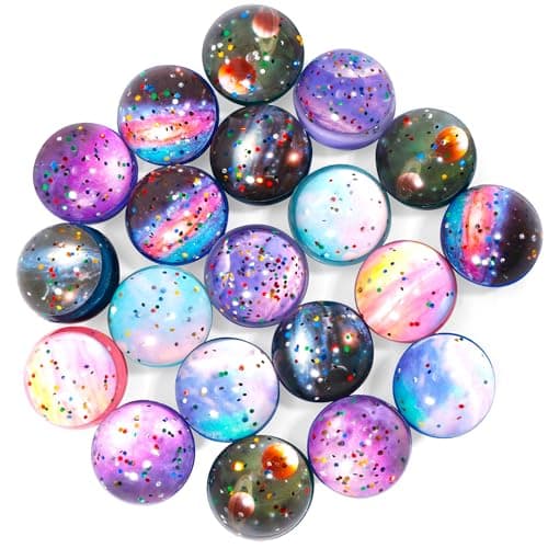 Pllieay 20PCS Space Bouncy Balls Bulk Birthday Party Favors for Kids 32mm Space Theme Bouncy Balls for Kids Party Favors Gift Bag Fillers Easter Pinata Stuffers Classroom Prizes and Pet Toys