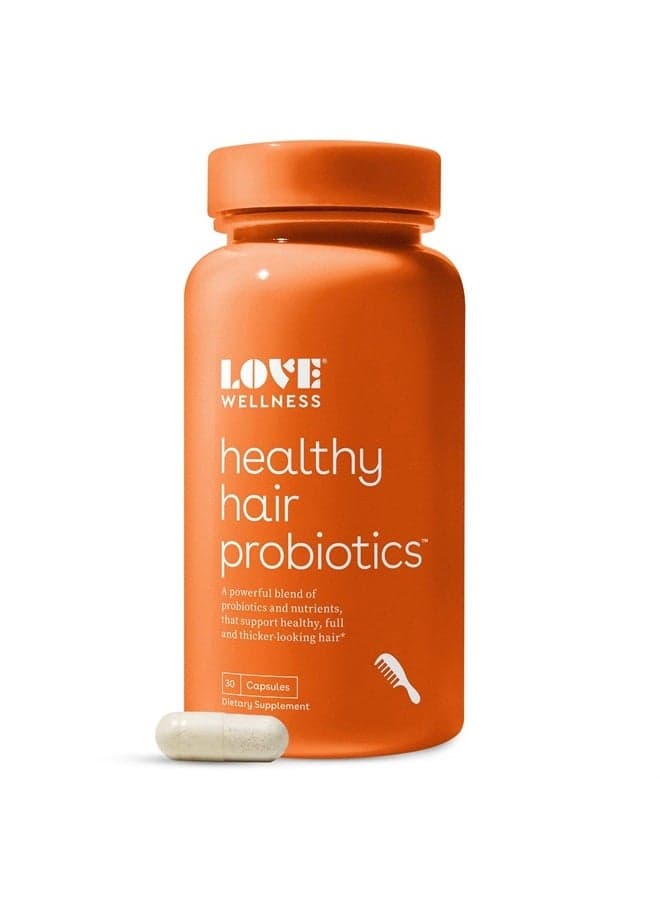 Healthy Hair Probiotics, 30 Capsules - Probiotic Blend Support Hair Growth and Healthy Scalp for Thicker, Fuller Looking Hair - AnaGain Nu, Biotin, Vitamin B12 & B6 - Safe & Effective