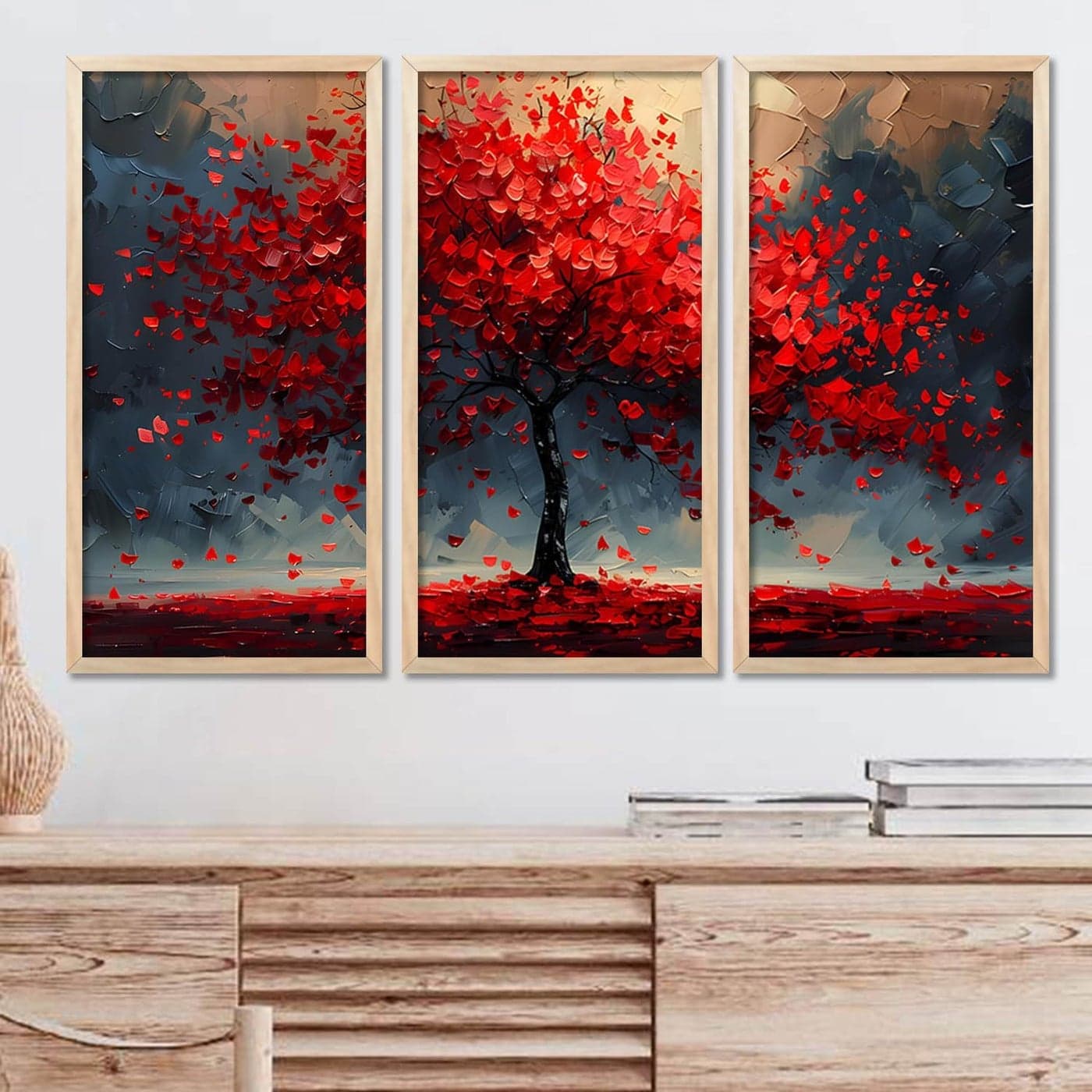 Kalit Kala Modern Wall Art Painting for Wall Decoration Bedroom Living room with Reusable Frames Acrylic Glass Cover Set of 3 10 X 19 Inches Modern Pichwai Wall Art Painting 3