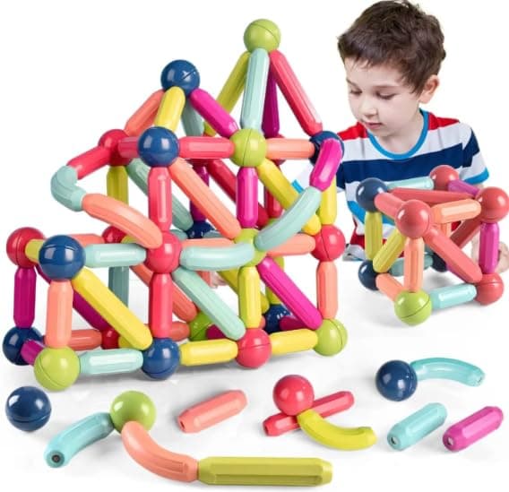 Magnetic Blocks in Sticks Building Blocks for Kids – STEM Magnet Construction Toy Set for Kids Ages 3+ | Educational Building Kit with Balls & Rods | Learning Toy for Boys & Girls(25 PCs),Multicolor