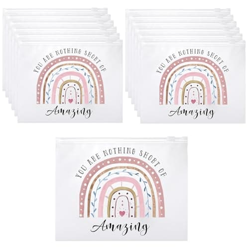 Reginary 50 Pcs Inspirational Gifts Bulk for Women Cosmetic Bag EVA Makeup Bag with Zipper for Birthday Employee Coworker Colleague Staff Encouragement Motivational PresentsYou Are Nothing Short
