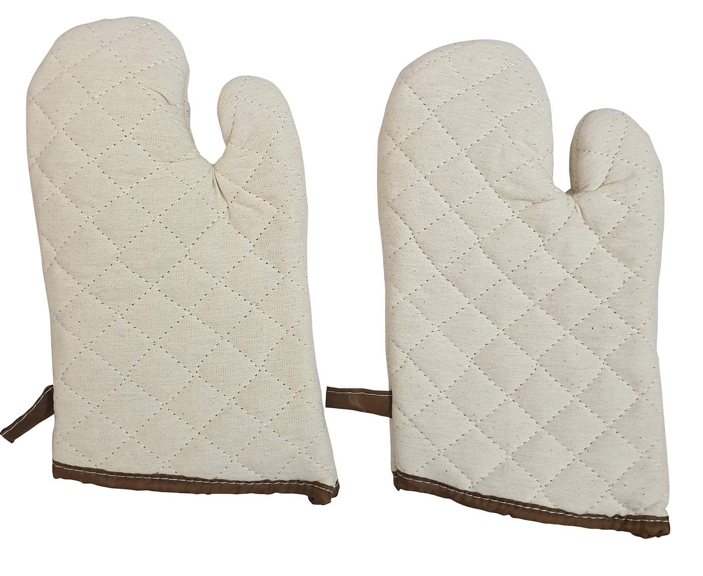 Inditradition 100% Cotton Padded Oven Gloves | Heat Resistant, Washable, Pack of 2 (Beige)