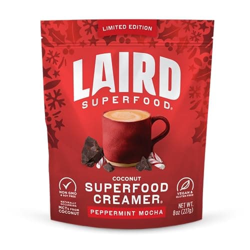 Laird Superfood NonDairy Original Superfood Peppermint Mocha Coconut Powder Coffee Creamer Gluten Free NonGMO Vegan 8 oz Bag Pack of 1