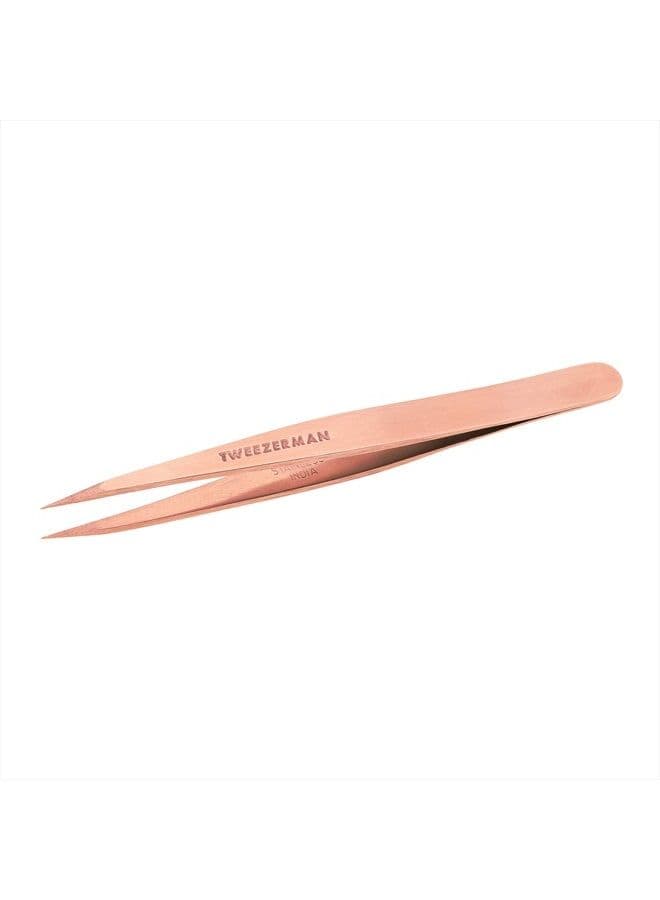 Stainless Steel Point Tweezer - Eyebrow Precision Tweezers, Facial and Ingrown Hair Removal (Rose Gold)