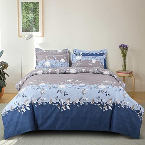 Livmoda Glace Cotton King Size Duvet Cover, Comforter Cover, Razai Cover (Dohars) / Quilt Cover for Double Bed With Zipper (90x100 Inch, Grey Patta, 160 TC)