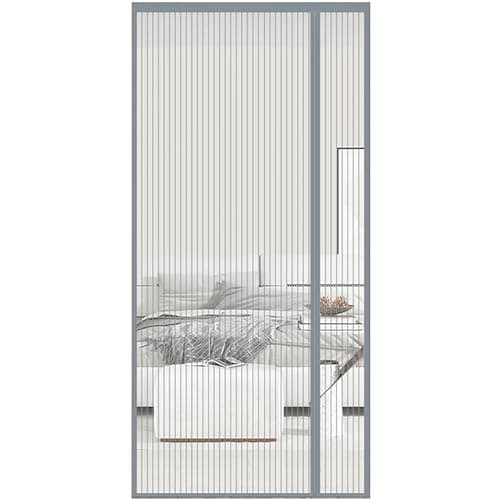 PHOGARY Magnetic Screen Door Durable Fiberglass Mesh Fit Door Size 32x80In, Reversible Left Right Side Opening Grey Screen Mesh for Front Door Hands Free