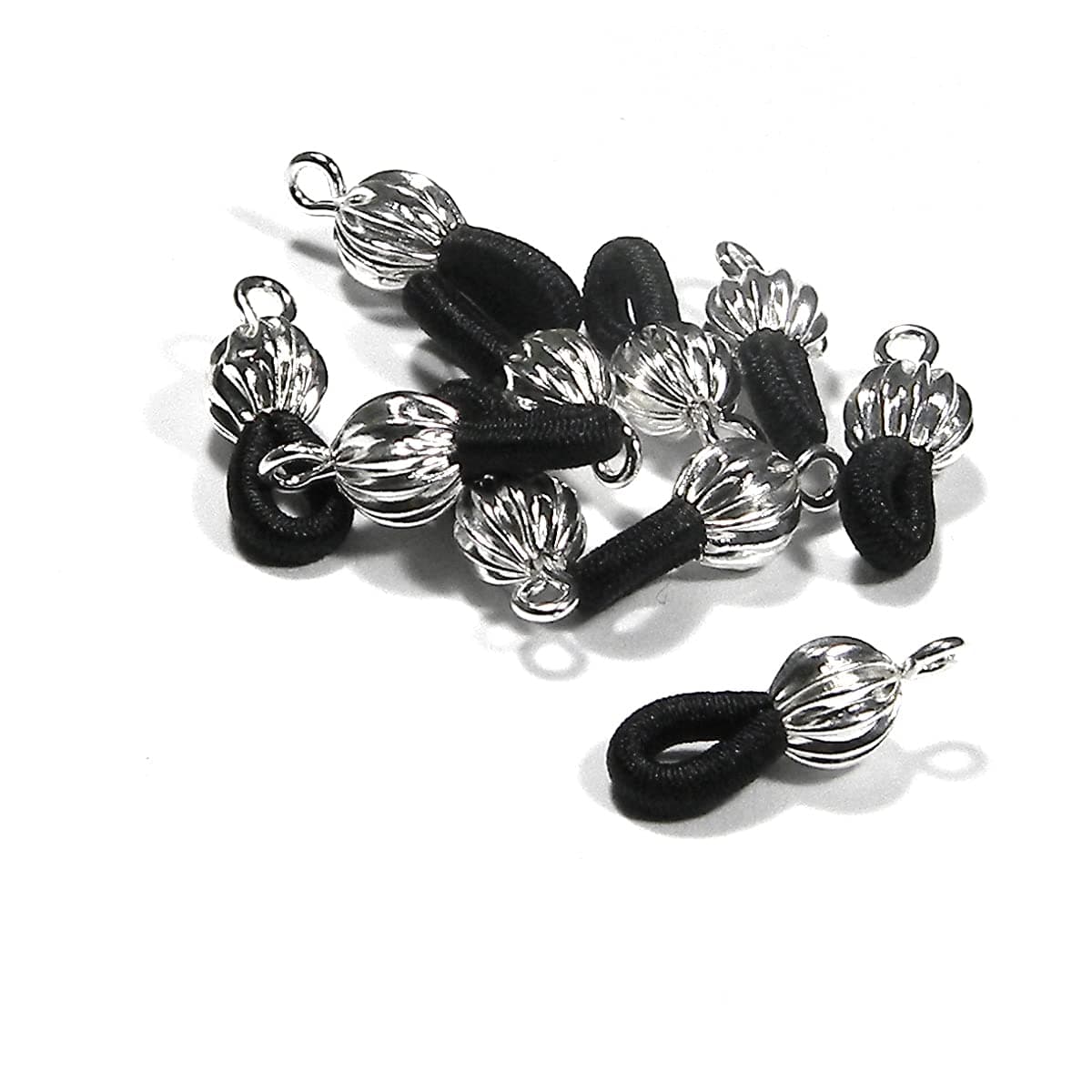 10 Black Beaded Eyeglass Holder Necklace Findings for Eye or Sun Glasses WElastic Loops Silver Plated