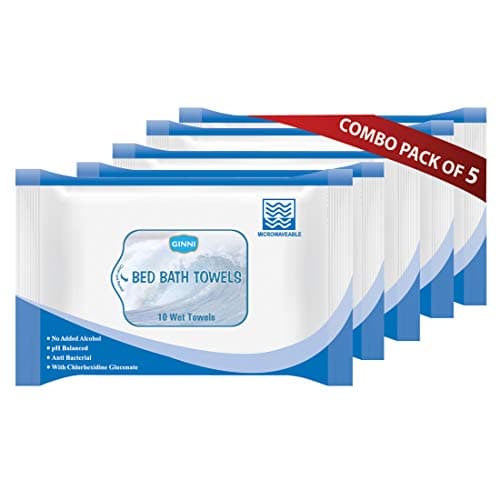GINNI Hygiene Bed Bath Towel Big Wet Wipes For Adults, Patients & Baby Wet Wipes & Refreshing Sponge Bath (10 Pulls/Pack) (Pack of 5)