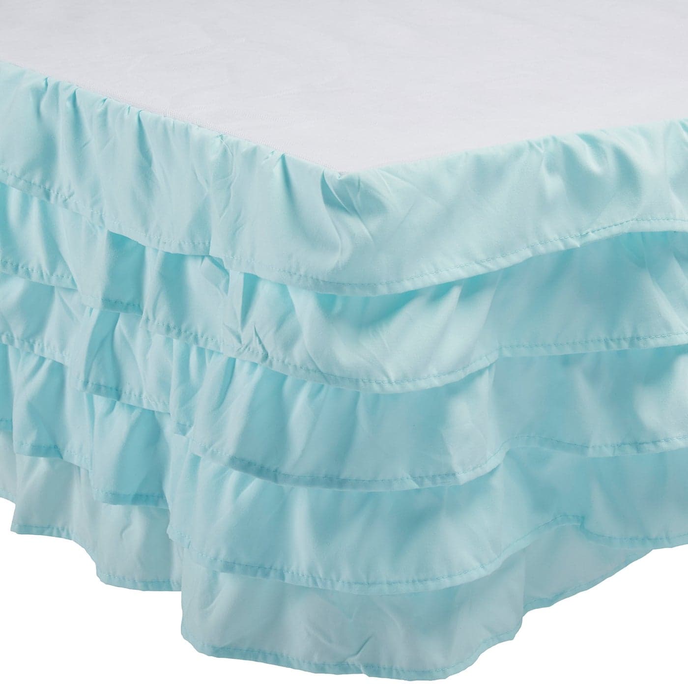Elegant Comfort Luxurious Premium Quality 1500 Thread Count Wrinkle and Fade Resistant Egyptian Quality Microfiber MultiRuffle Bed Skirt 15inch Drop Queen Aqua Blue