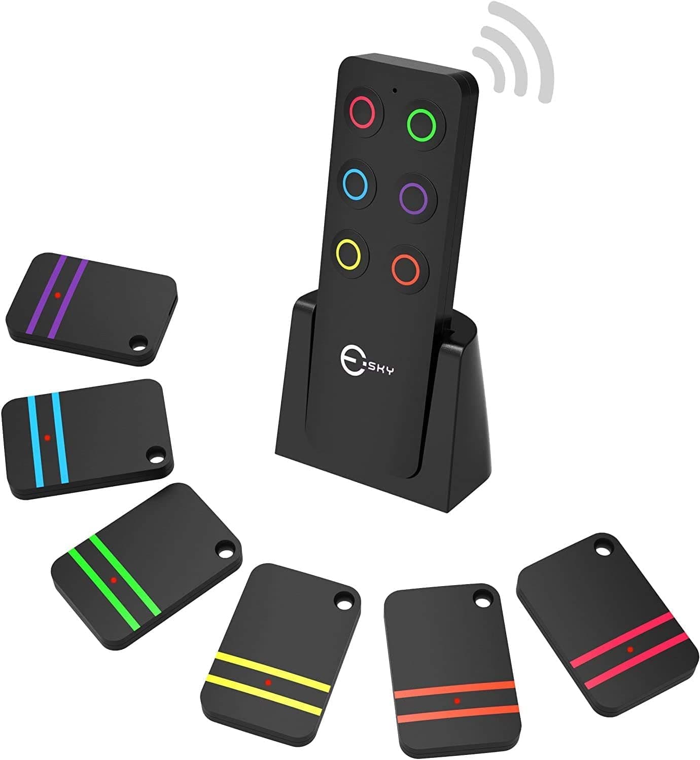 Esky Key Finder Locator with Sound, Stick-on TV Remote Control Finder, Item Locator Tags with 85dB Noise Sound 6 Receivers, Wallet Tracker Key Finders for Finding Keys, Remote Gift Idea