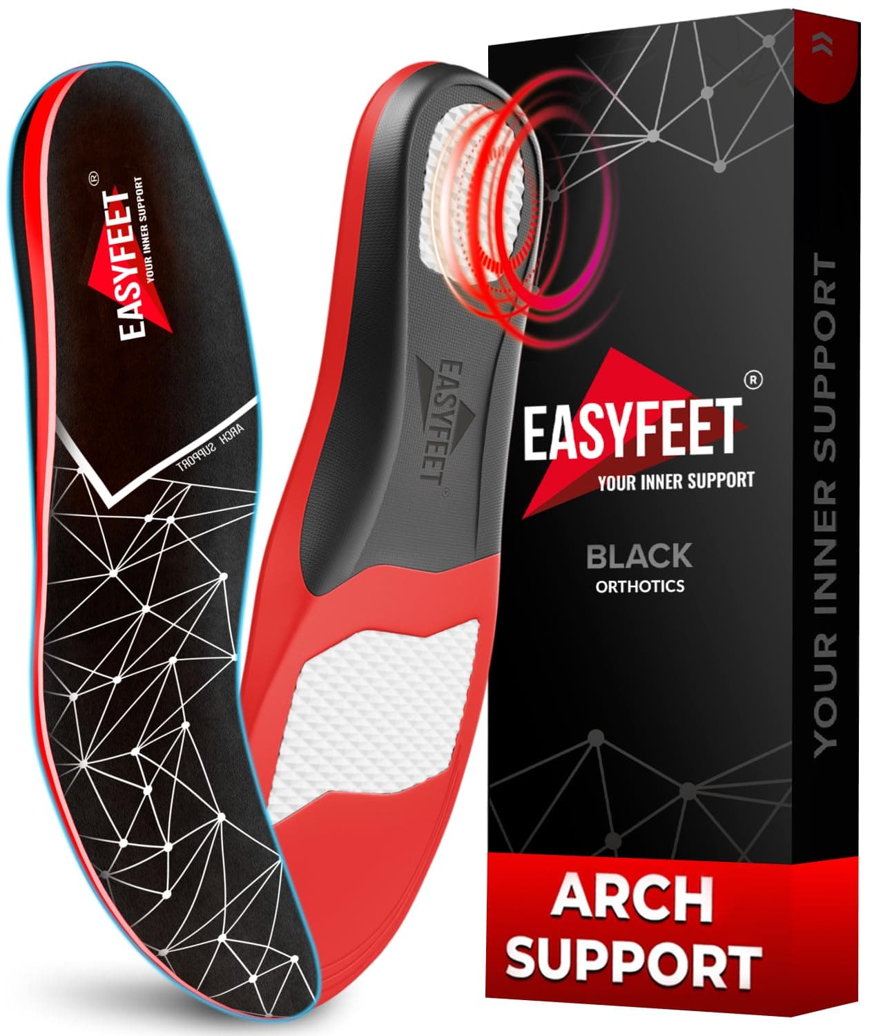 Premium AntiFatigue Shoe High Arch Support Insoles Men Women Plantar Fasciitis Inserts Orthotic Inserts Shoe Soles Standing All Day Flat Feet Foot Work Boot Insoles