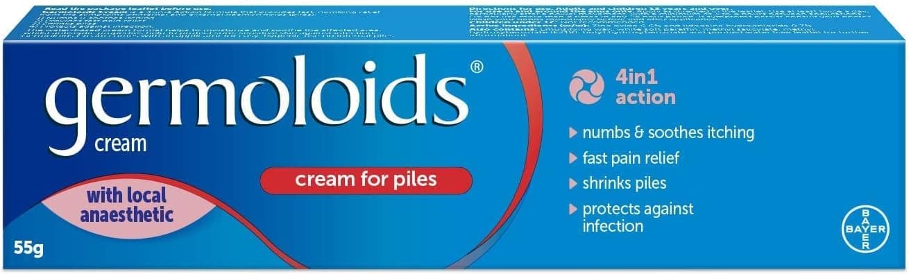 Germoloids Haemorrhoid Cream Piles Treatment with Anaesthetic to Numb the Pain Itch 55 g Pack of 1 Packing may vary