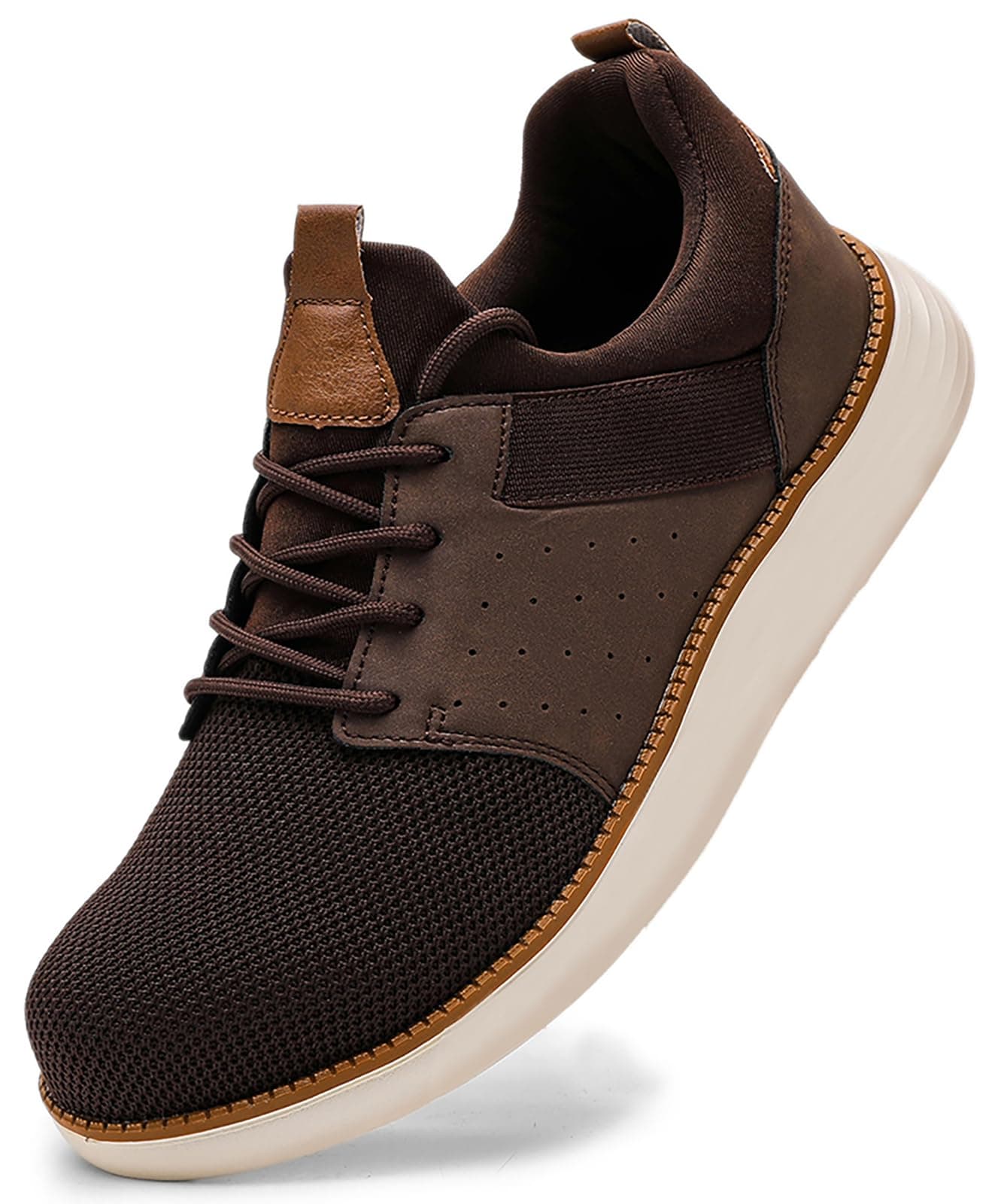CLOAKA Men's Shoes Steel Toe Shoes for Men Mesh Slip On Work Casual Safety Walking Puncture Proof Sneakers Brown