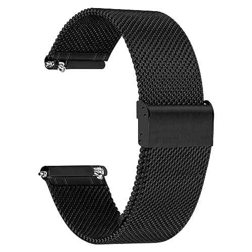 TStrap Mesh Watch Band Metal - Black Quick Release Watch Bands for Men Women - Stainless Steel Smart Watches Strap Bracelet Replacement - 18mm 20mm 22mm