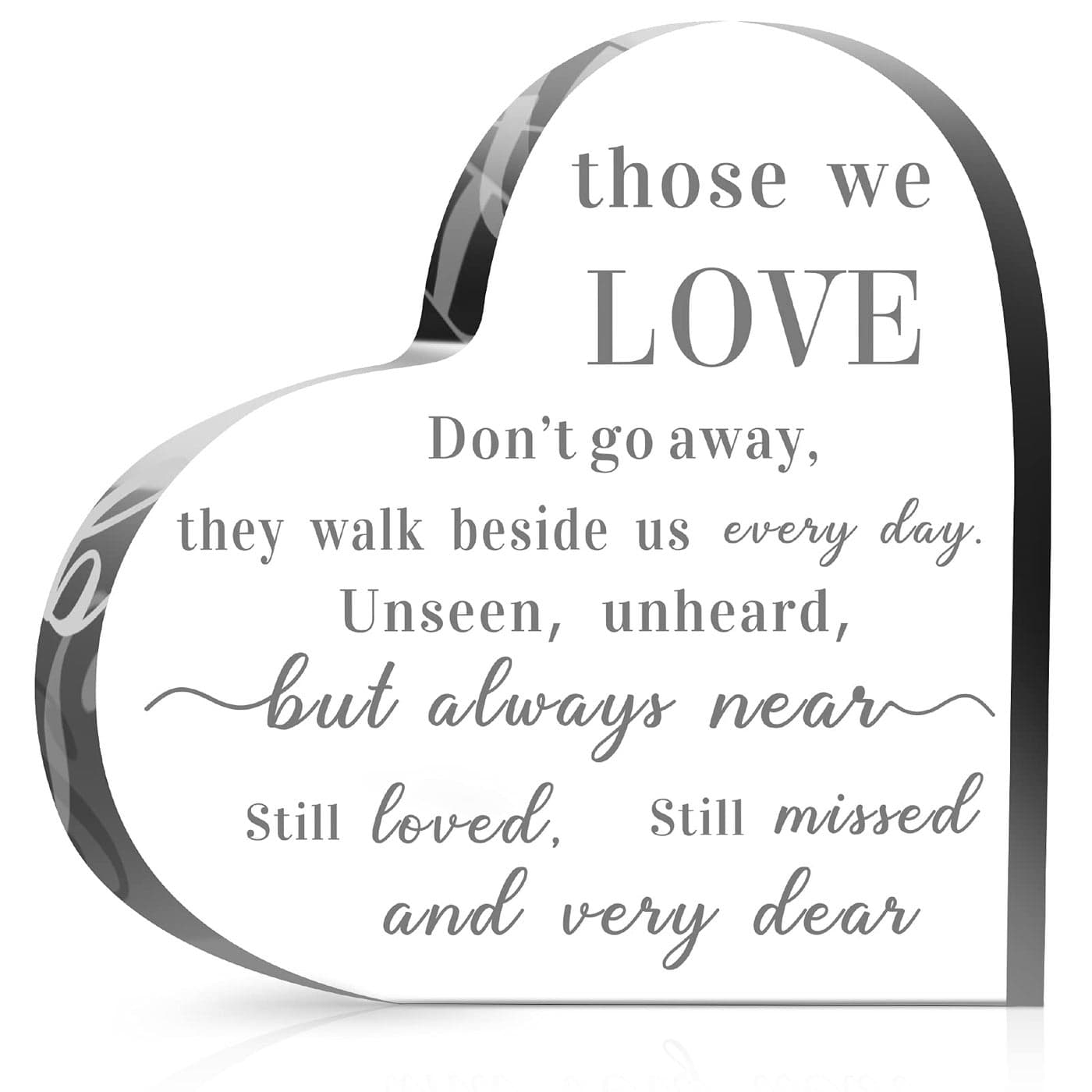 Jetec Bereavement Gift Acrylic Heart Sympathy Memorial Condolence Gift for Loss of Loved One Remember Me Grieving Present for Remembrance Table Decor6 x 6 x 06 Inch