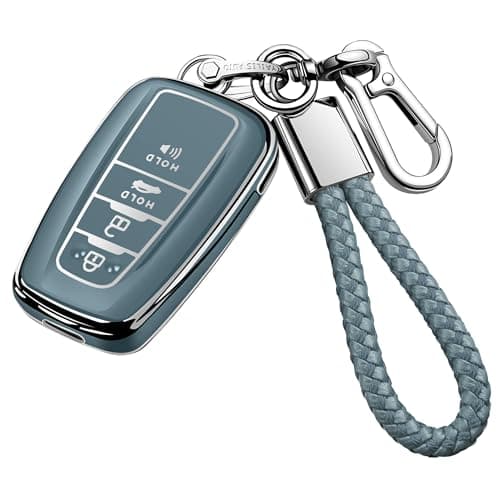 Tukellen for Toyota Key Fob Cover with KeychainSpecial Soft TPU Key Case Protector for 20192025 RAV4 20202022 Highlander Corolla Prius20182024 Camry Avalon CHR GT86Storm Blue