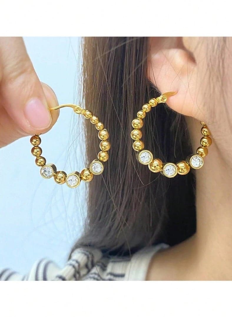 Elegant Stainless Steel Gold Plated Earrings For Women