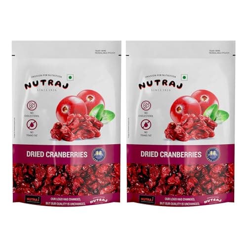 Nutraj USA Cranberries Sliced and Dried 360g (180g x 2) Pouch | Dry Fruits | Cranberry | Berries | Grocery Items.