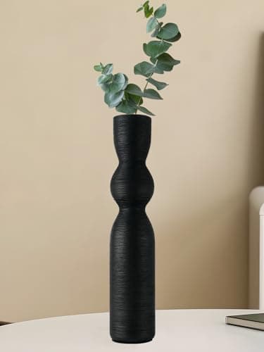 MZYOUHUO 165 Inch Tall Skinny Ceramic Flower Vase Dark Gray 100 Handmade Excellent Quality Ideal for Home Decoration Wedding Birthday Event Centerpiece Table Floor Vase