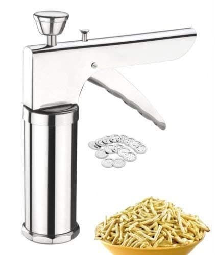 D S Stainless Steel Sev Chakli Murukku Sancha Maker Machine Stainless Steel Kitchen Press Sev Chakli Maker Silver
