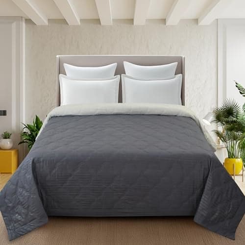 Home Stylish Satin Striped Comforter Double Bed | 220 GSM|Quilt AC Blanket for Double Size Bed All Season|Reversible Super Soft Microfiber Blanket |Lightweight, Soft & Cozy,90x90 Inches