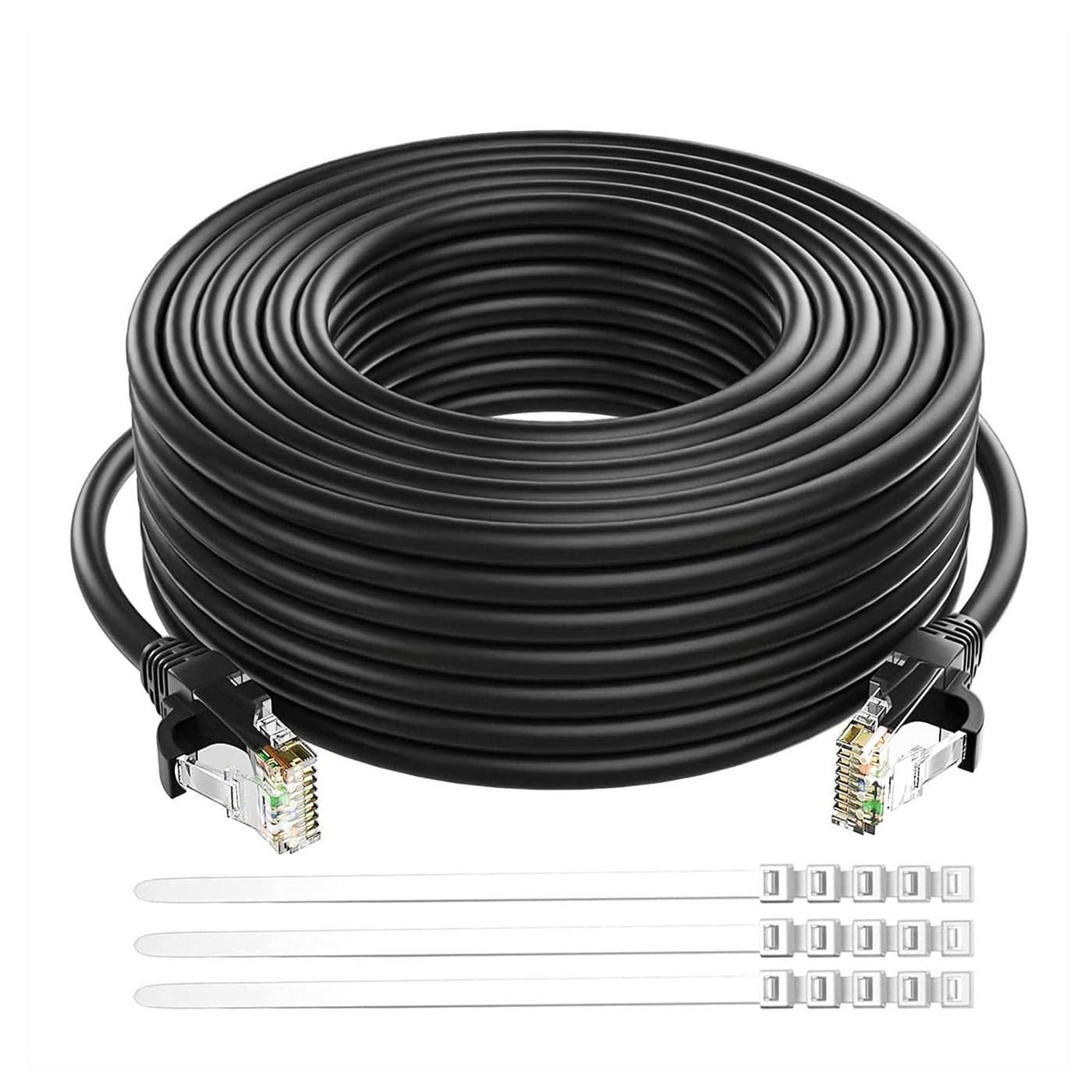Adoreen Cat 6 Ethernet Cable 300 FtBlack Outdoor Indoor Snagless Long Round RJ45 Network Cable POE Soft Flexible Gbps Internet LAN Computer Patch Cord for Router Modem Switch Fast Gaming Ties