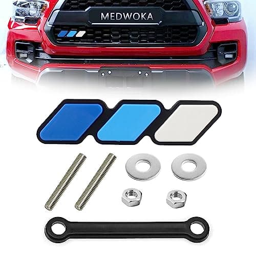 TriColor Front Grille Badge Emblem Truck Emblem Decals Car Accessories Fit for Toyota Tacoma 4Runner Tundra Sequoia Rav4 Highlander and Vehicles with Mesh Grille or Slotted Grille Blue