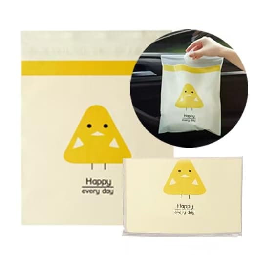 Inralimot 15 PCS Easy Stick-On Portable Car Trash Bag,Waterproof Leakproof Vomit Bags,Firm & Durable,Suitable for Cars,Camping,Travel,Kitchens,Bedrooms,Study Rooms,Office Spaces(yellow),1 Piece