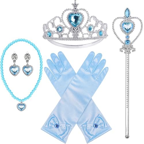BIBUTY Princess Dress Up Accessories Princess Crown Tiara for Little Girls Princess Tiara Glove Wand Toy Gift for 36 Girl
