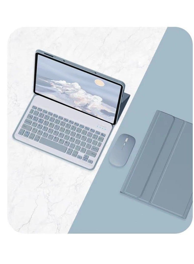 Bilingual Keyboard Case For Matepad 10.4 Inch (C5/V6/V7), Detachable Wireless Keyboard Pen Holder Ultra-Thin Leather Smart Case With Mouse