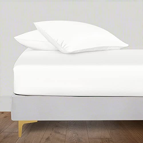 Linenwalas Fitted Bedsheet Queen Size with Elastic| 400TC Thread Count Softest Long Staple 100% Cotton Silky Soft - Queen (60”x78”) - White