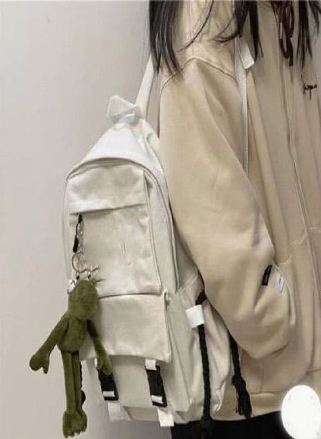 Chic Canvas Backpack 2 Pieces with Animal Pendant