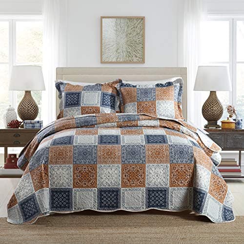 Travan 3-Piece Queen Quilt Sets with Shams Oversized Bedding Bedspread Reversible Coverlet Set, Queen Size