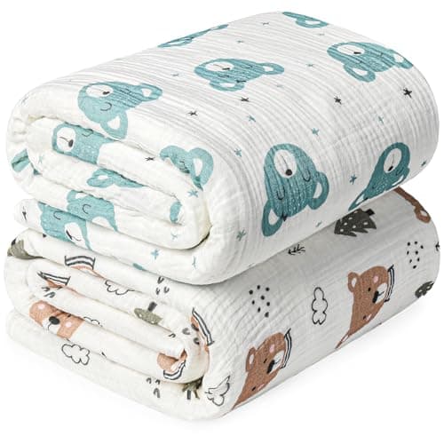 Rayon from Bamboo Swaddle Blankets for Newborn2 Pack Breathable Soft Receiving BlanketLarge 41 x 41 inches Swaddle Wrap Burping ClothesEssentials Infant Shower ItemsChristmas Bear Green Bear