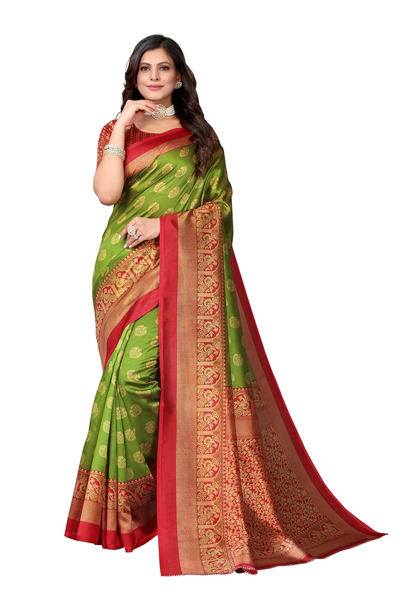 Yashika Women's Jacquard Art Silk Standard Length Saree (Minali Pink_R