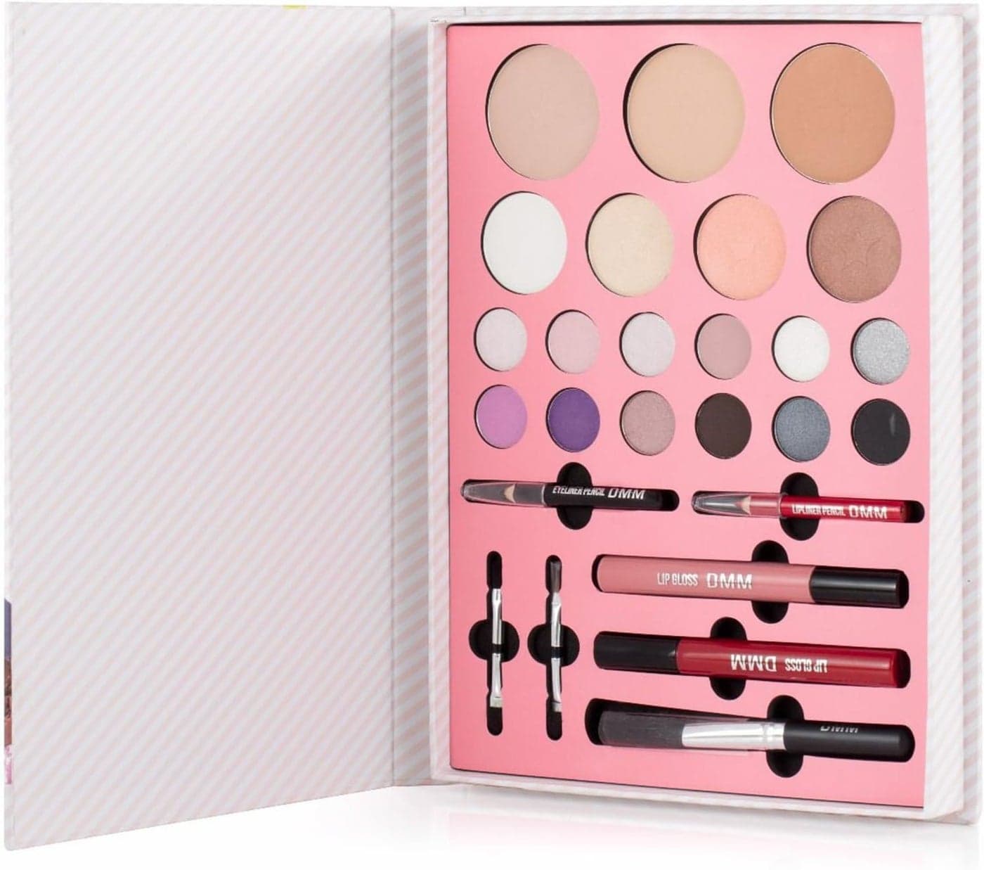 DMM Impeccable Set Day Daytime Look Makeup with Eye Shadow Liner Lip Gloss Face Powder Brush