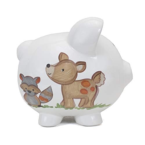 Child to Cherish Ceramic Piggy Bank for Boys Woodlands