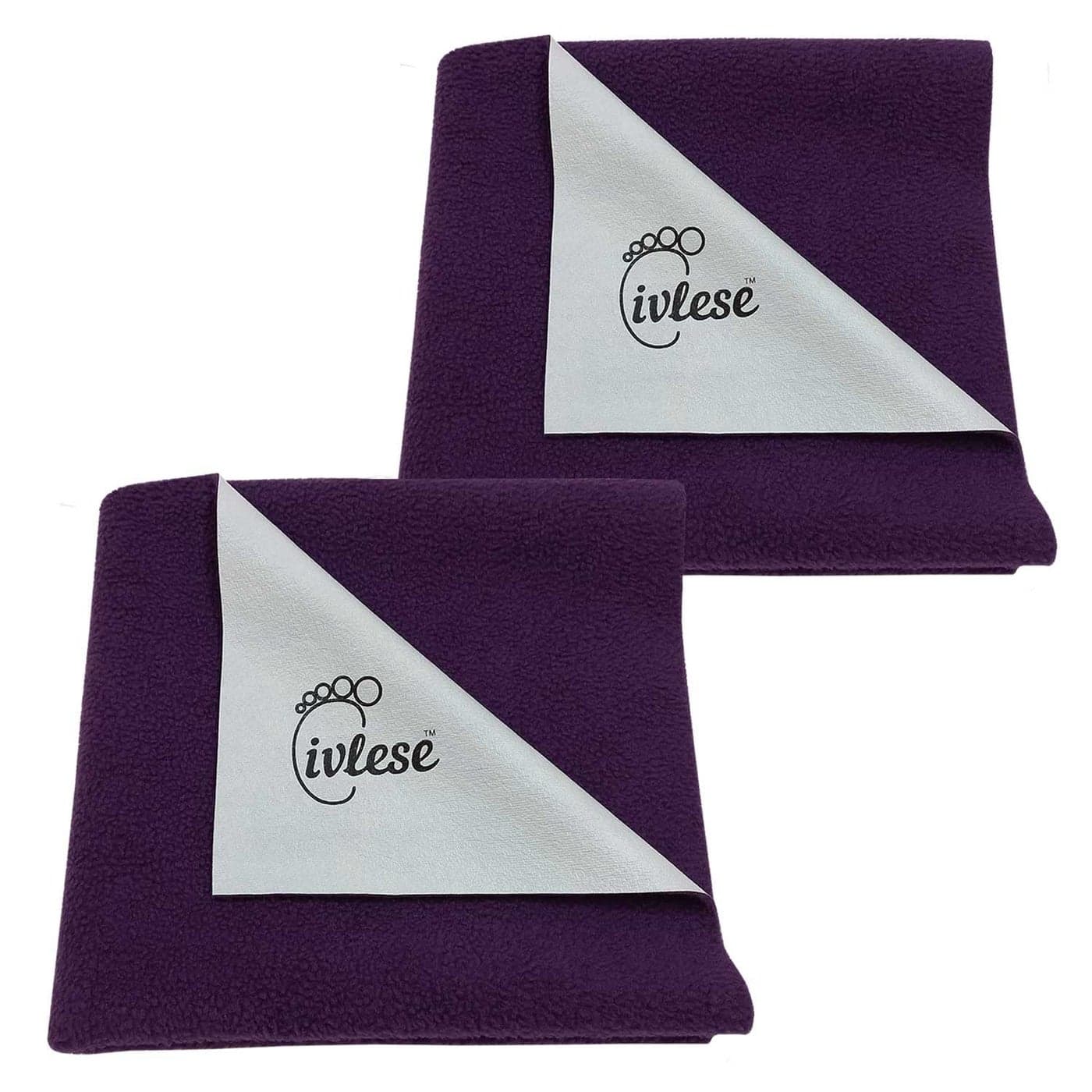 IVLESE Waterproof Washable Baby Care Quick Dry Sheet Medium Size Plum Color Pack of 2