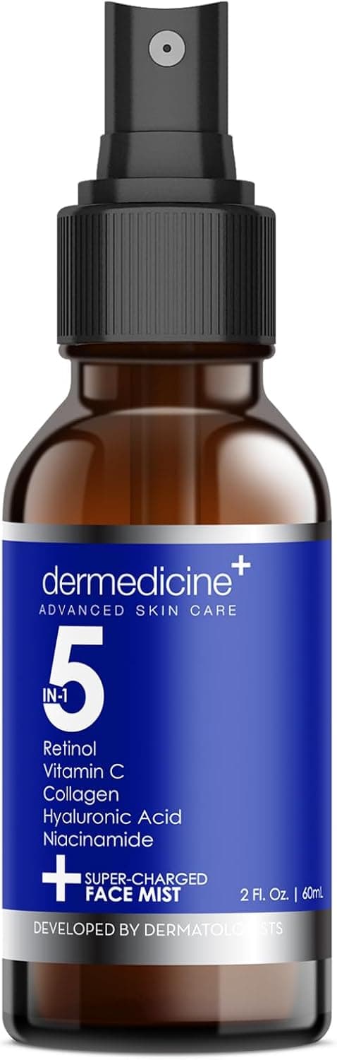 5 in 1 Super Charged AntiAging Face Mist wRetinol Vitamin C Collagen Hyaluronic Acid Niacinamide Hydrates Refreshes Brightens for a More Glowing Complexion 2 fl oz 60 ml