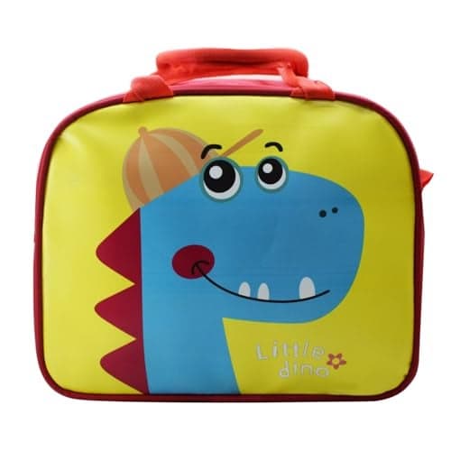 Asera Insulated Lunch Bag for Kids, Tiffin Bag for Office/College/School, Lightweight, Durable Handles, Multiple Pockets (Dino 1 Pc)