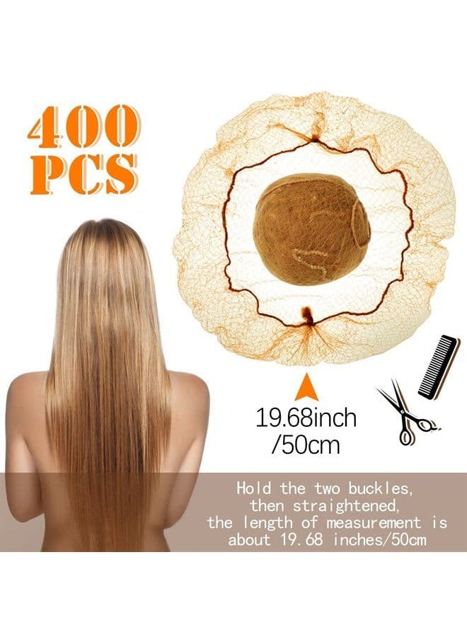 400 Pcs Hair Nets for Women Hair Nets for Food Service Invisible Elastic Edge Mesh 20 Inches Hair Nets, Ballet Dance Hair Bun(Light Brown)