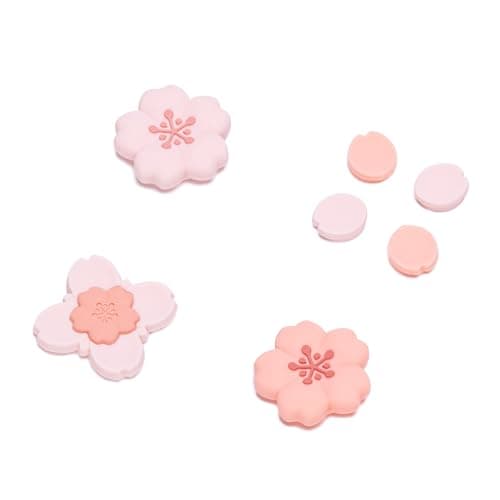 GeekShare Silicone Cross D-Pad Button Caps Set Cute Joystick Cover - ABXY Key Buttons Sticker Compatible with Switch/OLED Joy Con - Sakura