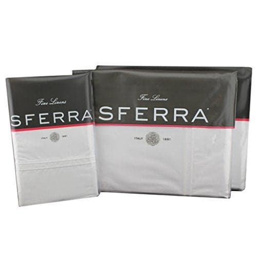Sferra Grande Hotel Sheets King WhiteWhite Italian Woven Cotton Percale Fabric Hotel Style Bedding Double Row Satin Stitch Embroidery On Sheets Pillowcases