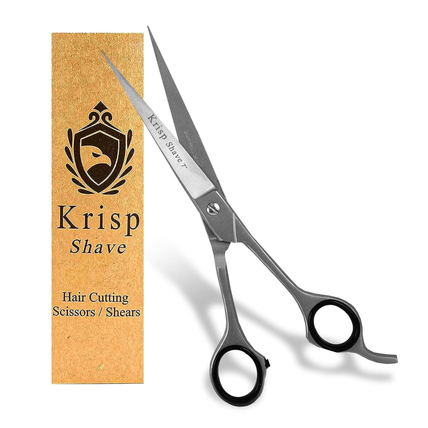 Professional Hair Cutting Scissors Krisp Shave Japanese Stainless Steel Salon Barber Scissor 7 inch Inch Shears for Mens Beard Mustache Women Kids Pets Haircut All Purpose Shear KSP784