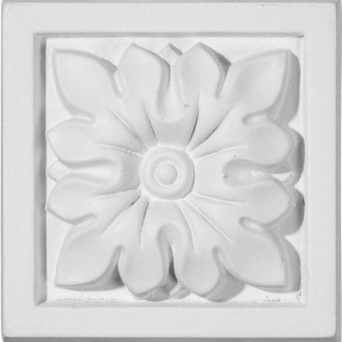 Ekena Millwork PB03X03FL Floral Plinth Blocks, 3 1/2"W x 3 1/2"H x 1 1/4"P, Primed