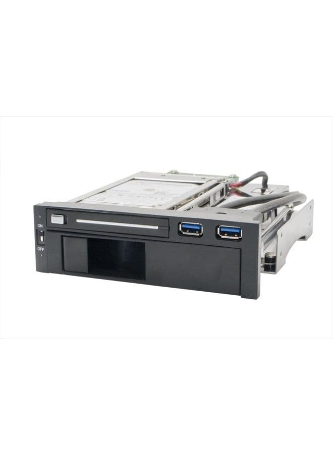 SY-MRA55006 5.25" Bay Tray Less Mobile Rack for 3.5" and 2.5" Sata III HDD with Extra 2 Port USB 3.0, Black/White