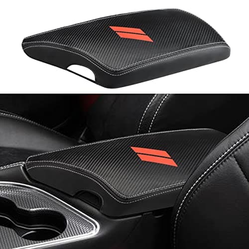 INTGET Car Center Console Armrest Cover for 2023 2022 Dodge Challenger Accessories 2021 2020 2019 2018 2017 2016 2015 Interior Arm Reat Seat Cover Middle Console Lid Protector (Carbon Fiber Texture)