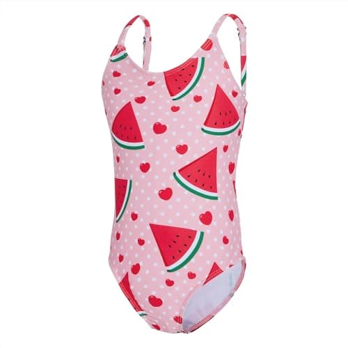 Zando Watermelon Girls Bathing Suit - Cute 6t Swimsuit Girls, One Piece Toddler Girl Bathing Suit 6t with Adjustable Straps, Kids Swimsuit for Summer Beach Vacation Swimming Course Wear 6-7T