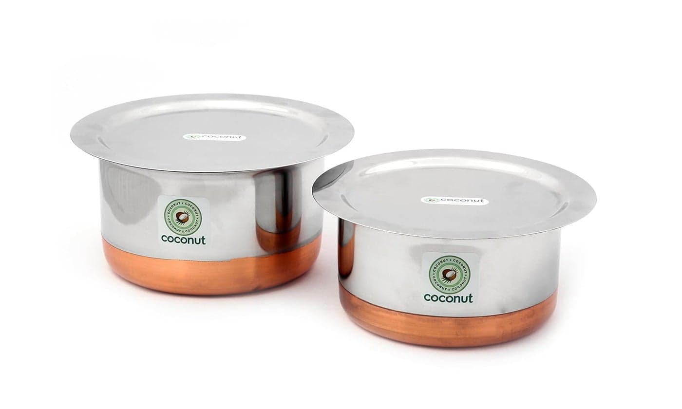 Coconut Copper Base Tope & Lid Stainless Steel Cookware Set of 2-1000 ML & 1500 ML